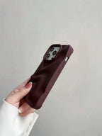 Apple 1pc Y2K Style Silicone Matte 3D Asymmetrical Water Wave Textured Minimalist Solid Color Shockproof Phone Case shein