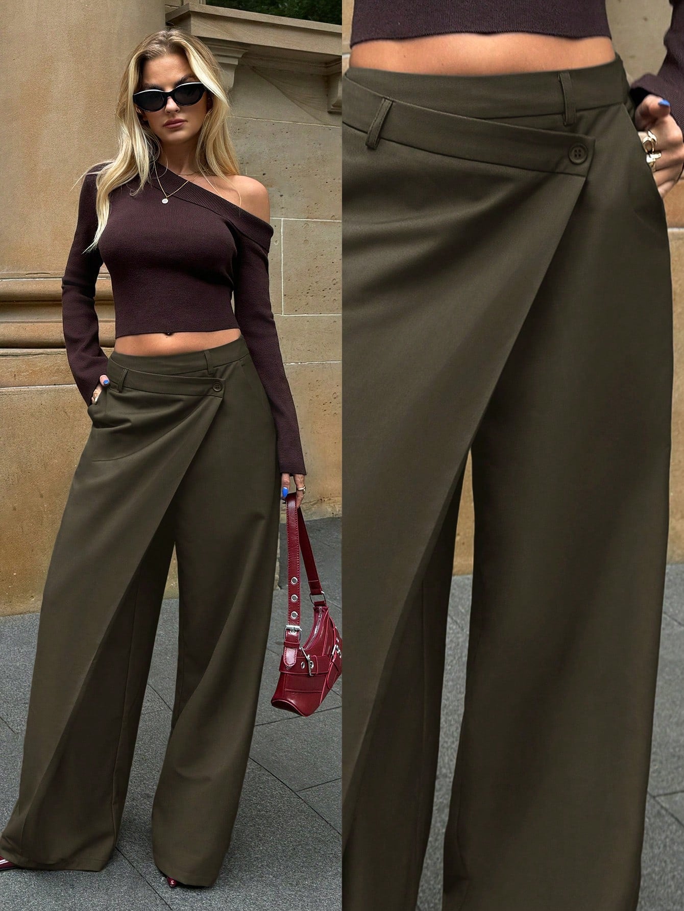 Asymmetrical Suit Trousers shein