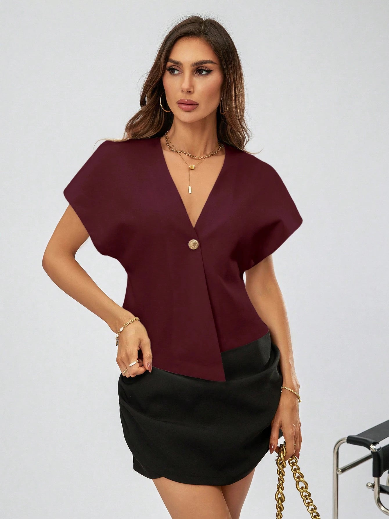 Aveloria Modichic Fashionable 3D Cutting Style Lady Shirt With Shoulder Strap