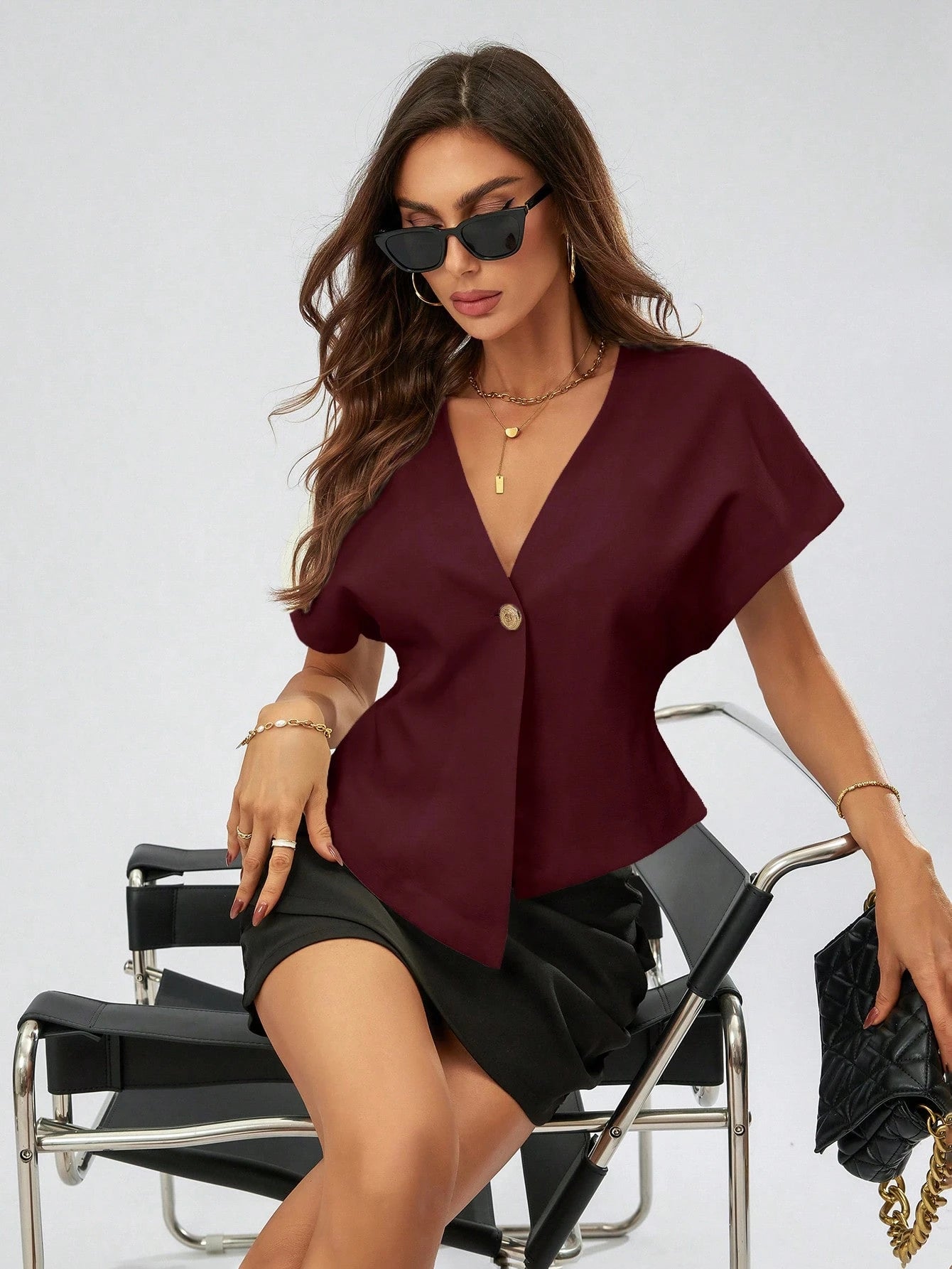 Aveloria Modichic Fashionable 3D Cutting Style Lady Shirt With Shoulder Strap