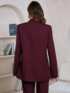 Women's Solid Color Shawl Collar Long Sleeve Pocket Elegant Blazer shein