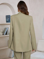 Women's Solid Color Shawl Collar Long Sleeve Pocket Elegant Blazer shein