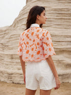 Rosie Random Elegant Daisy Embroidery Hollow Out Shirt shein