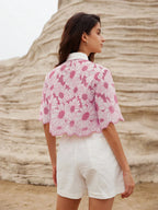 Rosie Random Elegant Daisy Embroidery Hollow Out Shirt shein