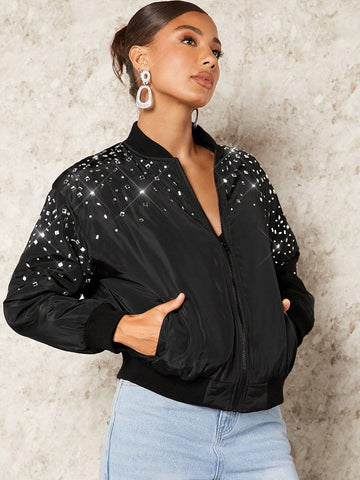 BAE Beaded Black Jacket Outfit For New Year's Eve Party shein