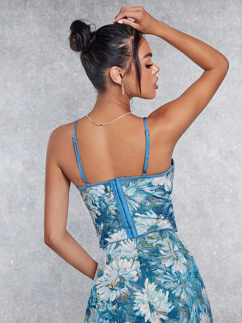 BAE Floral Print Bustier Cami Top shein
