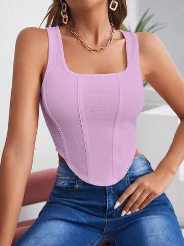 BAE Square Neck Hanky Hem Tank Top shein