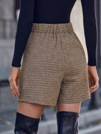 BIZwear Houndstooth Print Wide Leg Shorts Workwear shein