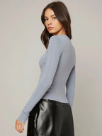 BIZwear Solid Slim Sweater Workwear shein