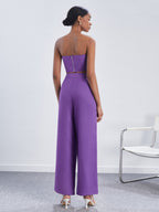 BIZwear Solid Tube Top & Wide Leg Pants Workwear shein