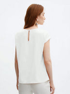 Crew Neck Gathered Shoulder Sleeve Blouse shein