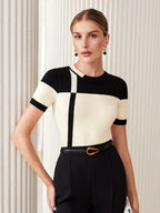 2pcs Contrast Color Fitted Knit Sweater shein
