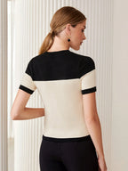 2pcs Contrast Color Fitted Knit Sweater shein