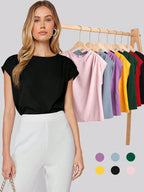 BizChic Asymmetrical Batwing Sleeve Top shein