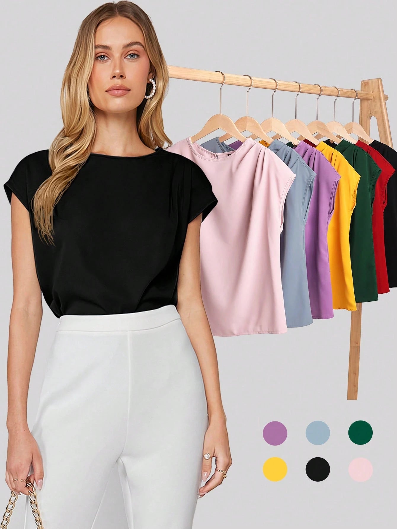 BizChic Asymmetrical Batwing Sleeve Top shein