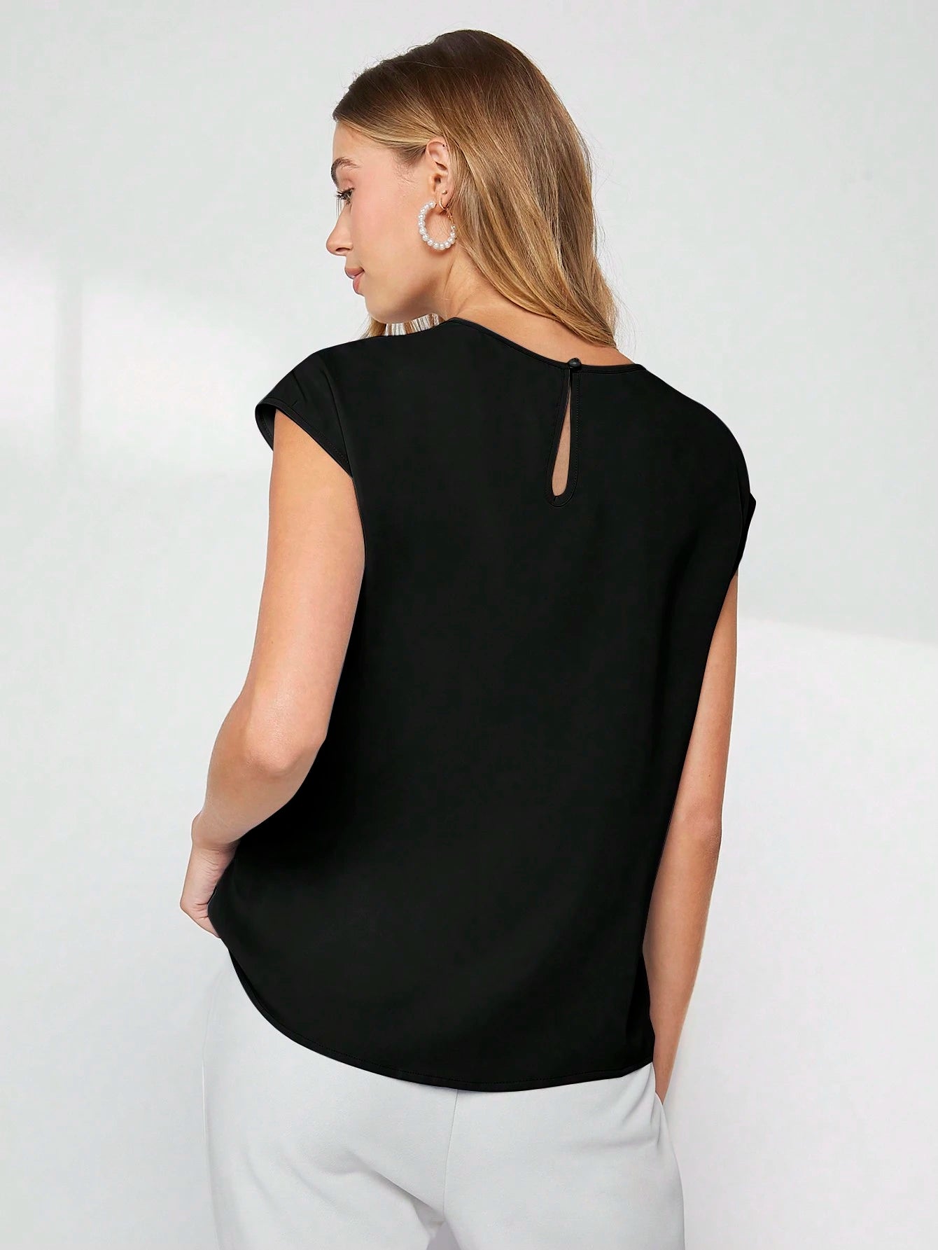 BizChic Asymmetrical Batwing Sleeve Top shein