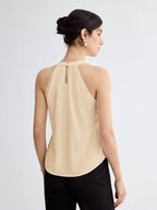 BizChic Women Summer Solid Color Halter Neck Elegant Sleeveless Top shein
