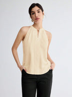 BizChic Women Summer Solid Color Halter Neck Elegant Sleeveless Top shein