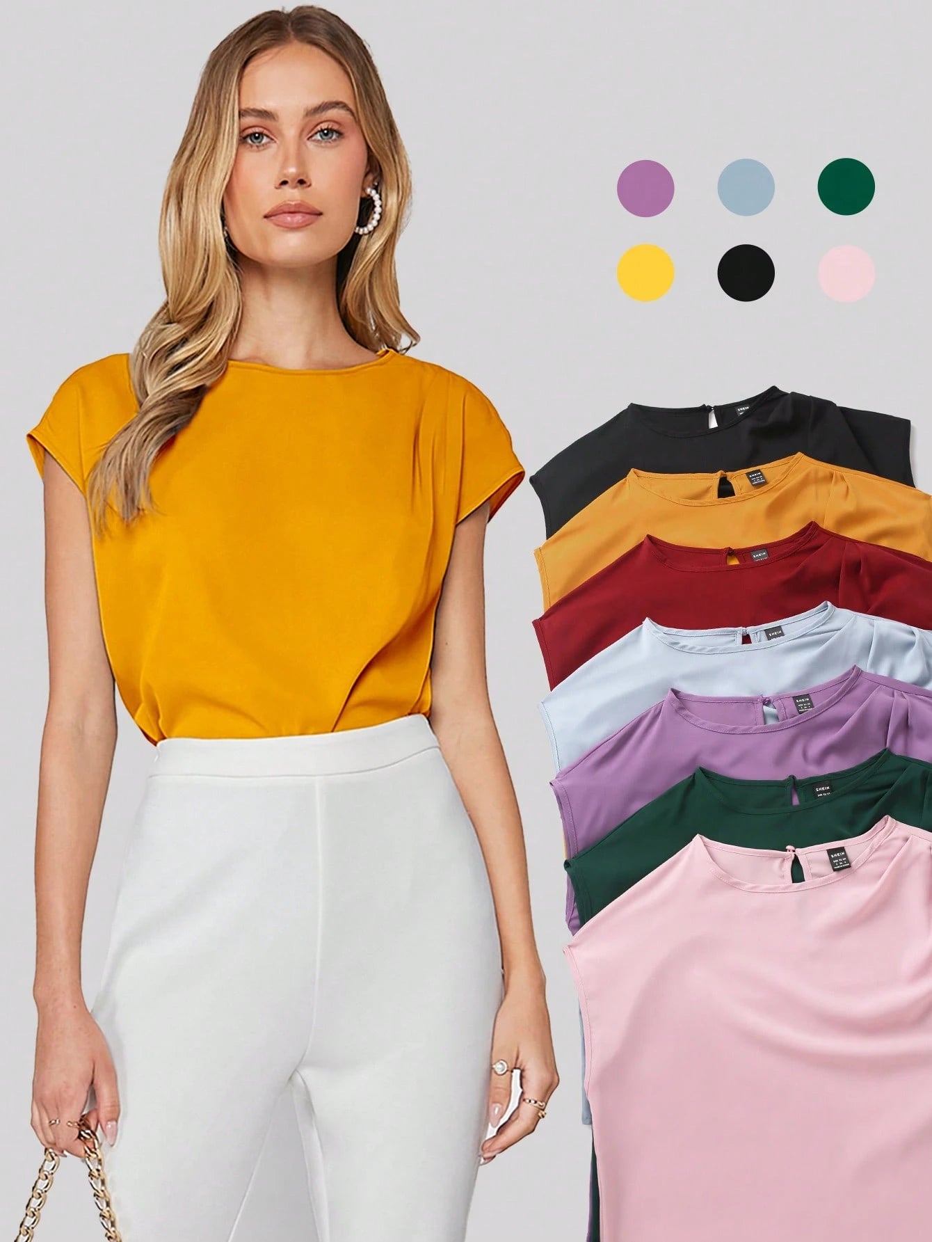 BizChic Asymmetrical Batwing Sleeve Top shein