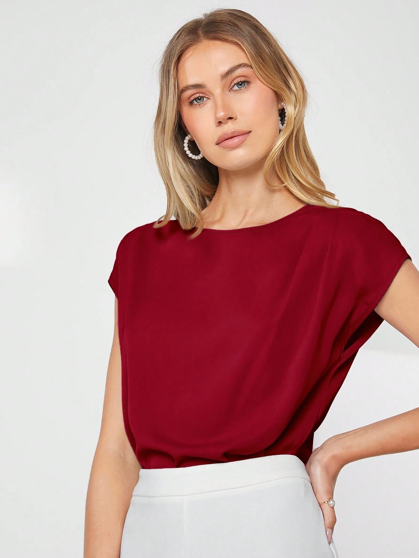 BizChic Asymmetrical Batwing Sleeve Top shein