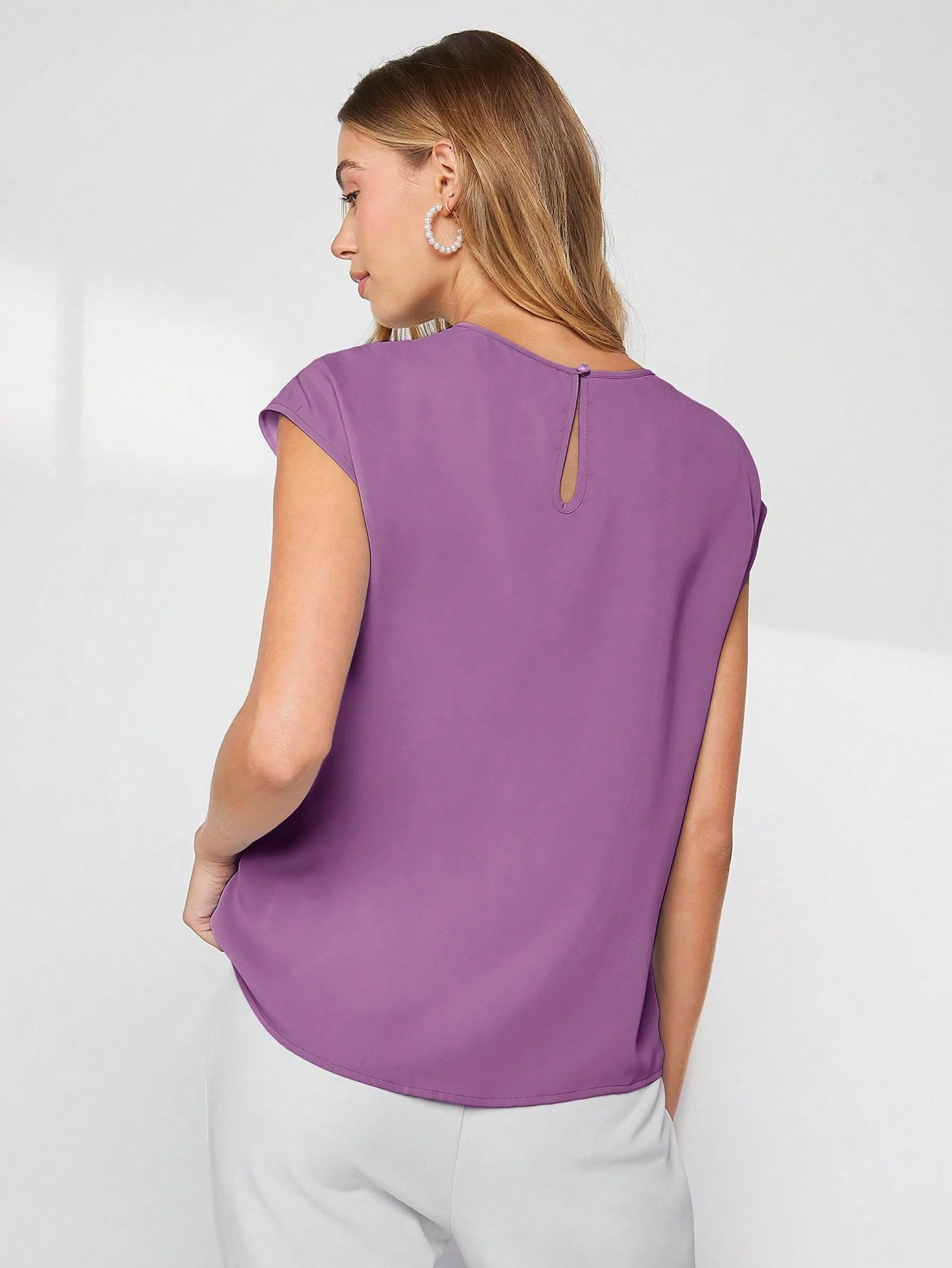 BizChic Asymmetrical Batwing Sleeve Top shein
