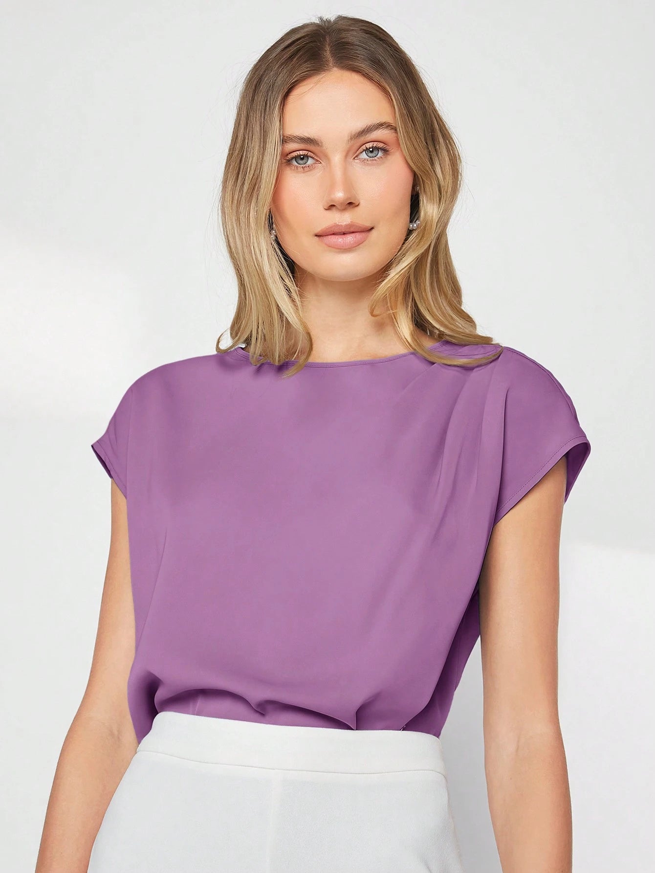 BizChic Asymmetrical Batwing Sleeve Top shein