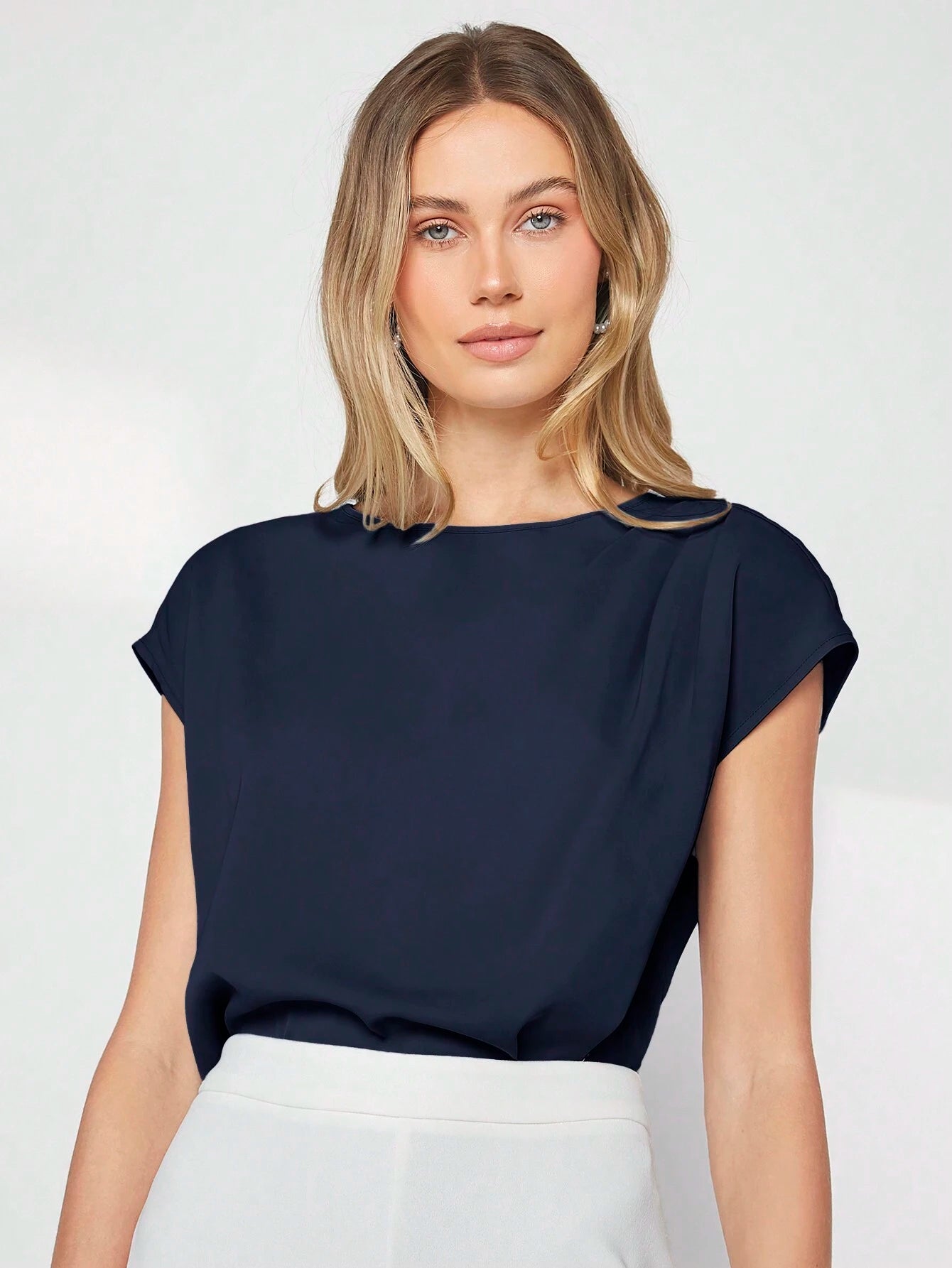 BizChic Asymmetrical Batwing Sleeve Top shein
