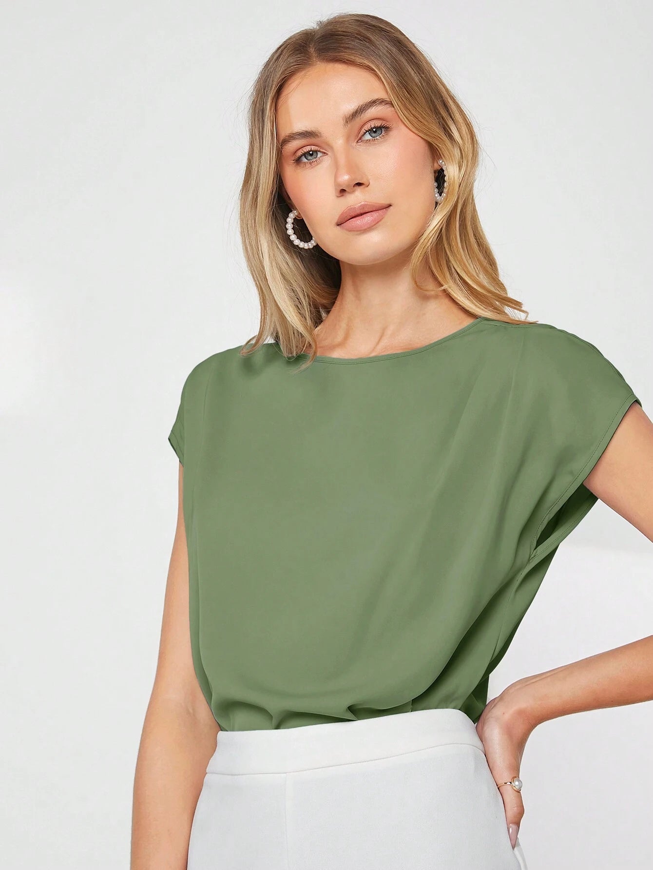 BizChic Asymmetrical Batwing Sleeve Top shein