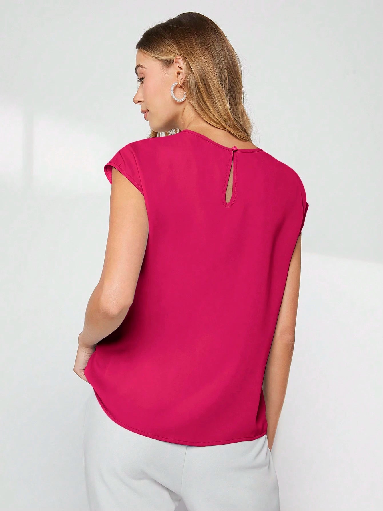BizChic Asymmetrical Batwing Sleeve Top shein