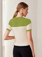 2pcs Contrast Color Fitted Knit Sweater shein