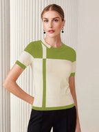 2pcs Contrast Color Fitted Knit Sweater shein