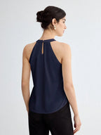 BizChic Women Summer Solid Color Halter Neck Elegant Sleeveless Top shein