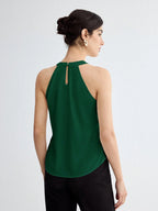 BizChic Women Summer Solid Color Halter Neck Elegant Sleeveless Top shein