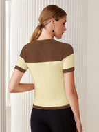 2pcs Contrast Color Fitted Knit Sweater shein