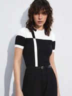 2pcs Contrast Color Fitted Knit Sweater shein