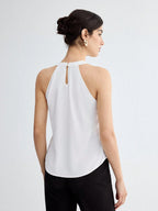 BizChic Women Summer Solid Color Halter Neck Elegant Sleeveless Top shein