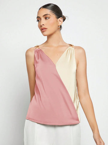 BizChic Colorblock Sleeveless Shirt