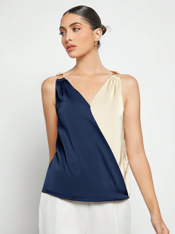 BizChic Colorblock Sleeveless Shirt
