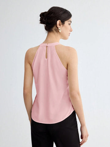 BizChic Women Summer Solid Color Halter Neck Elegant Sleeveless Top