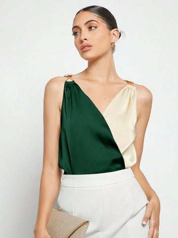BizChic Colorblock Sleeveless Shirt