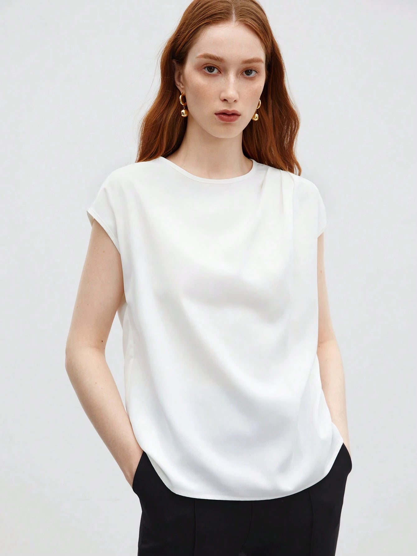 BizChic Asymmetrical Batwing Sleeve Top shein