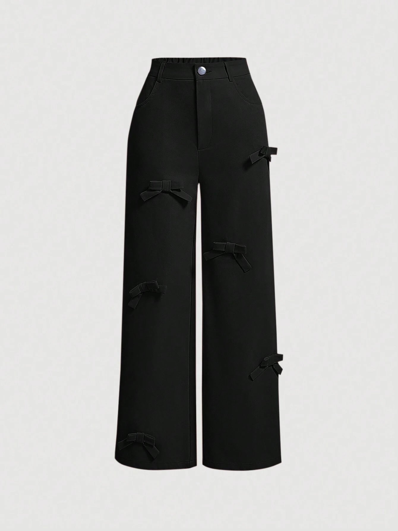 MOD Bow Front Wide Leg Pants shein
