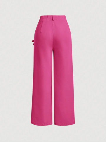 MOD Bow Front Wide Leg Pants shein