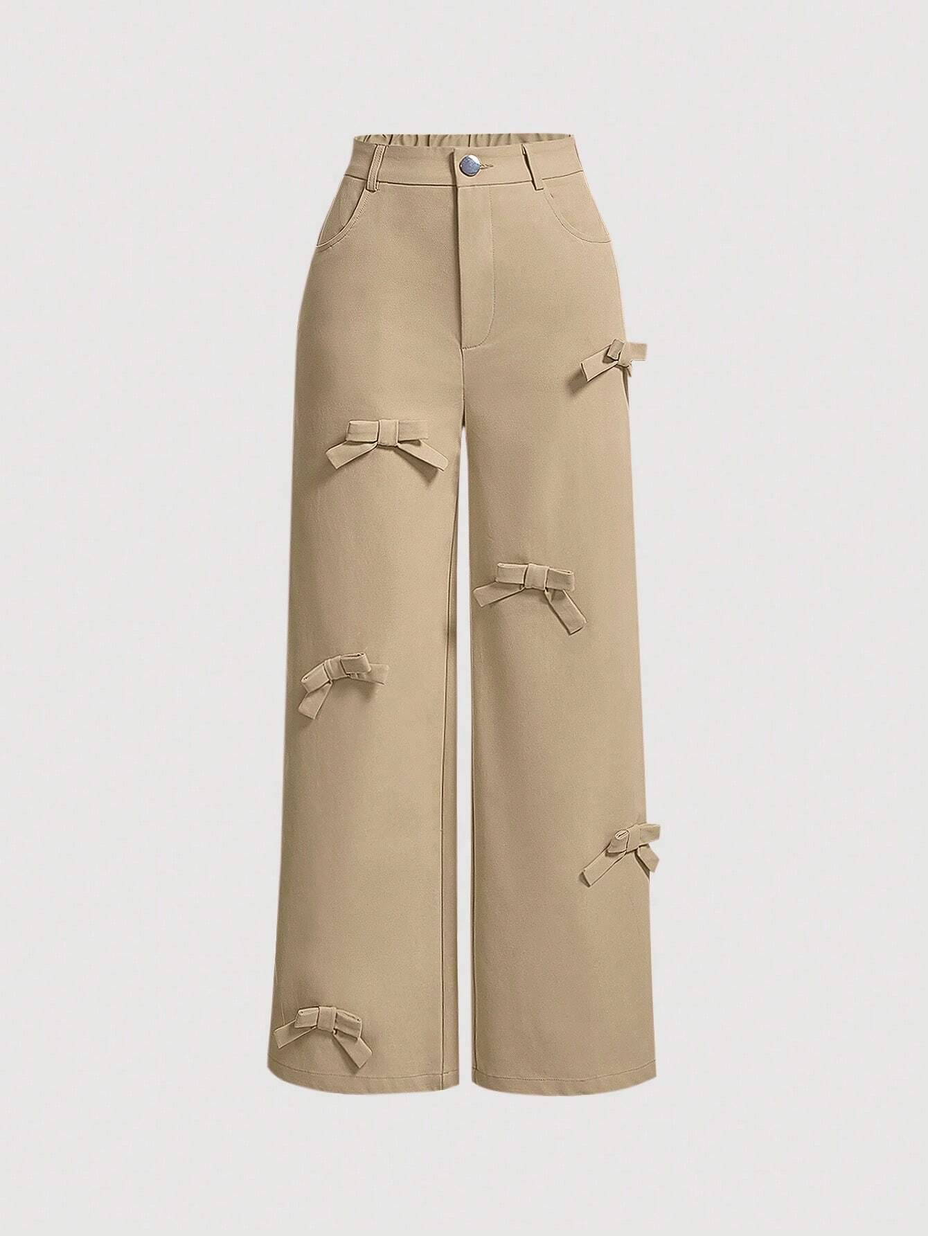 MOD Bow Front Wide Leg Pants shein