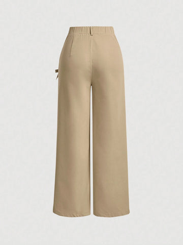 MOD Bow Front Wide Leg Pants shein