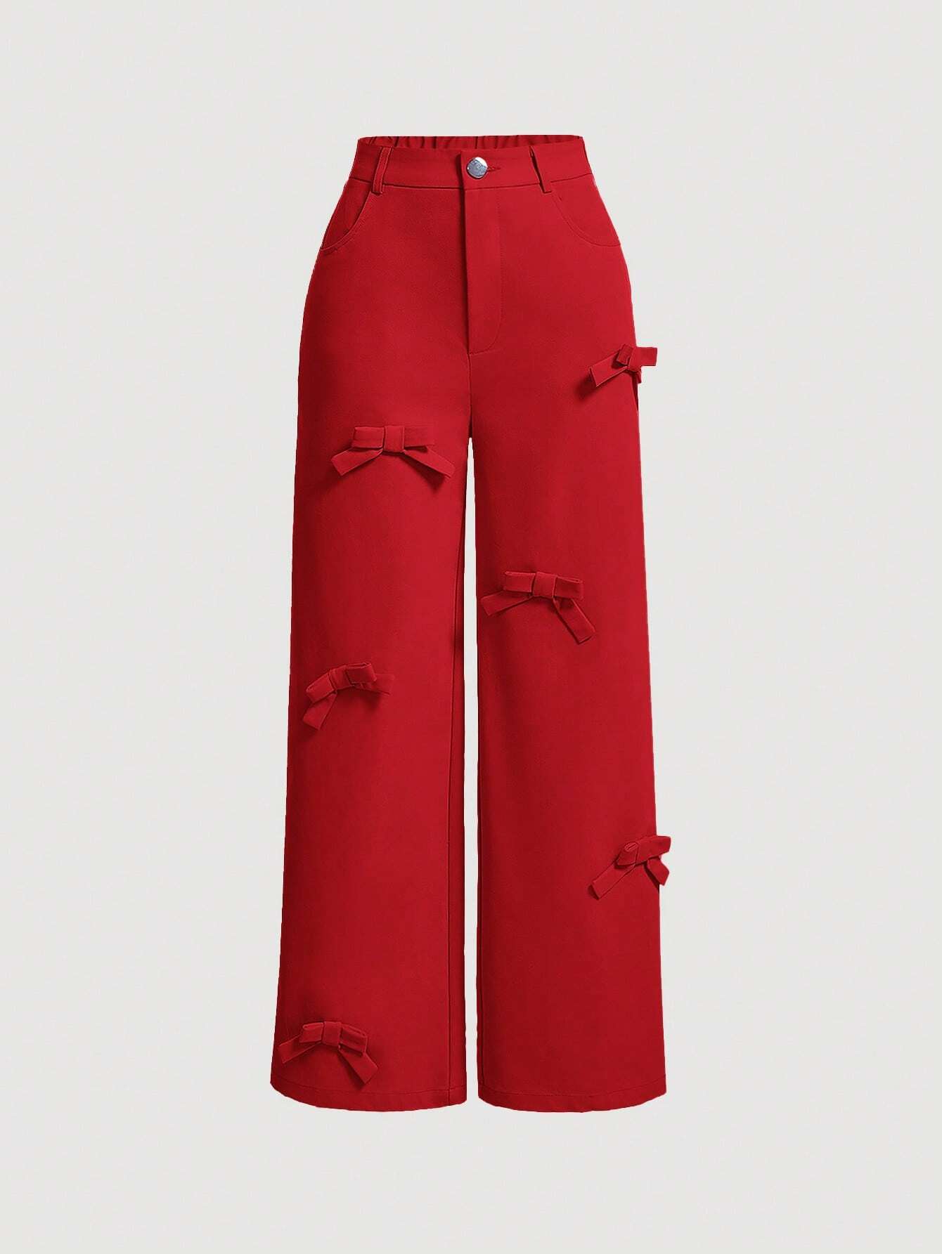 MOD Bow Front Wide Leg Pants shein