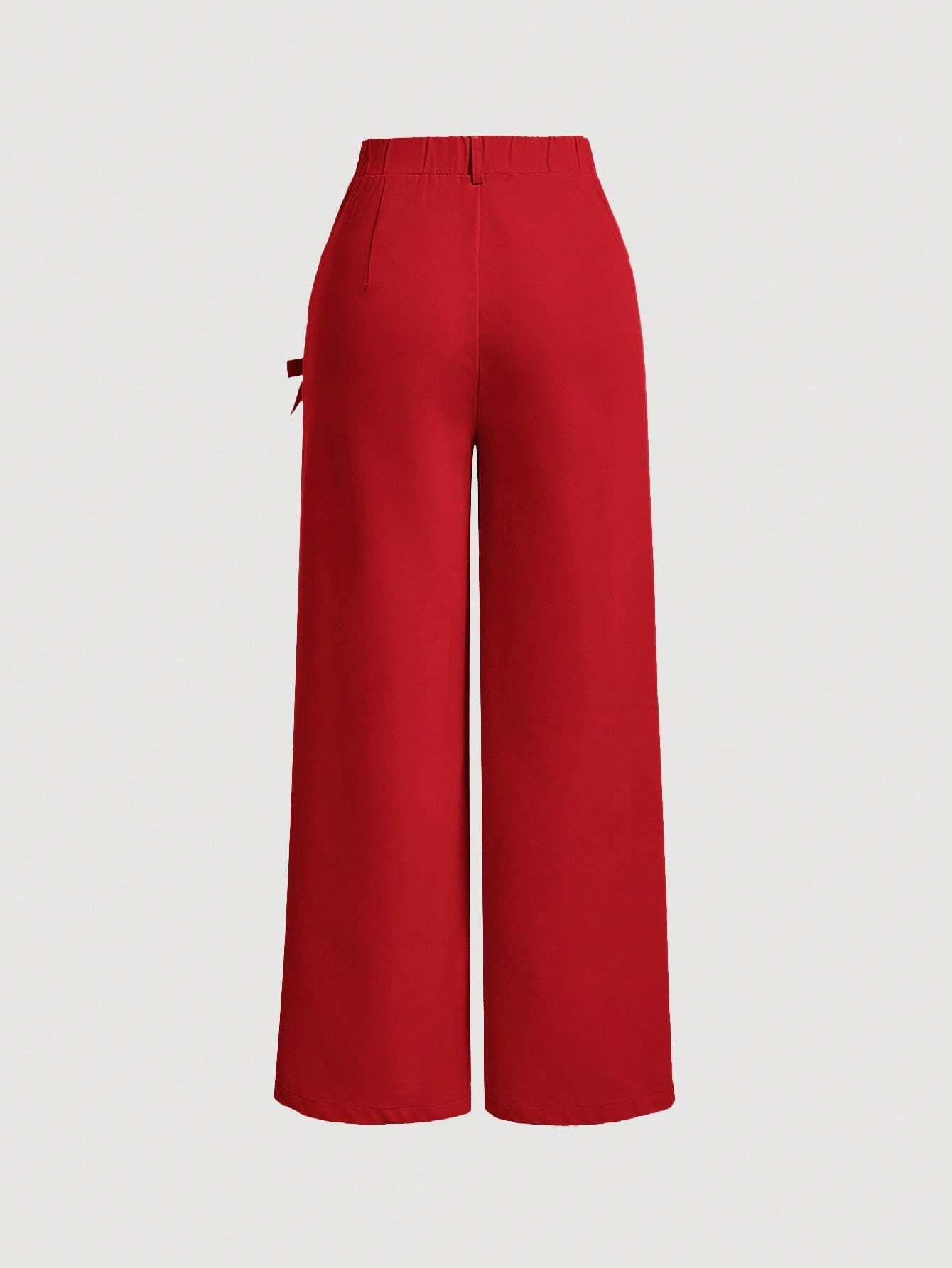 MOD Bow Front Wide Leg Pants shein