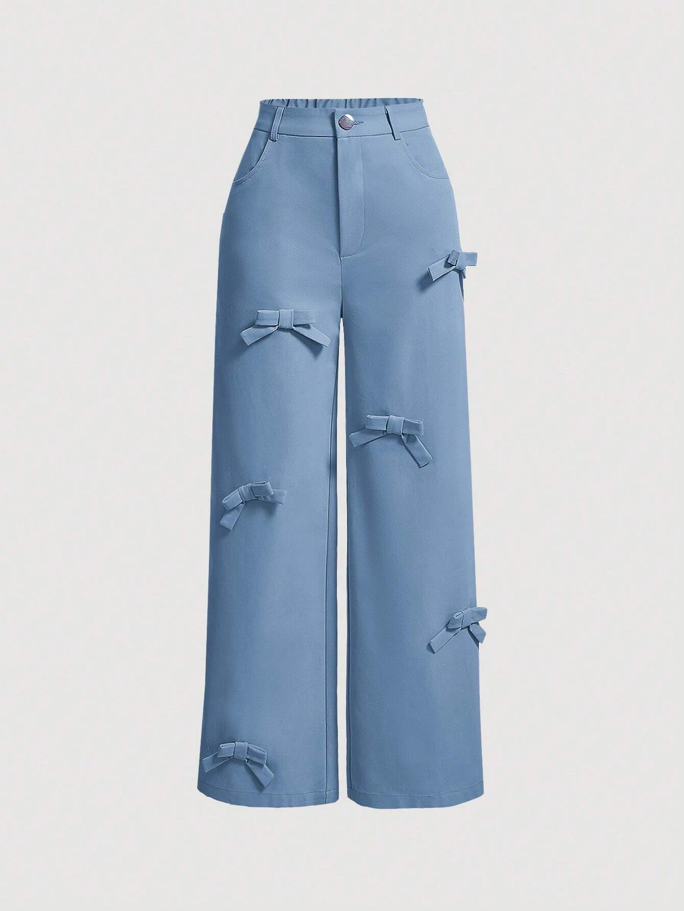 MOD Bow Front Wide Leg Pants shein