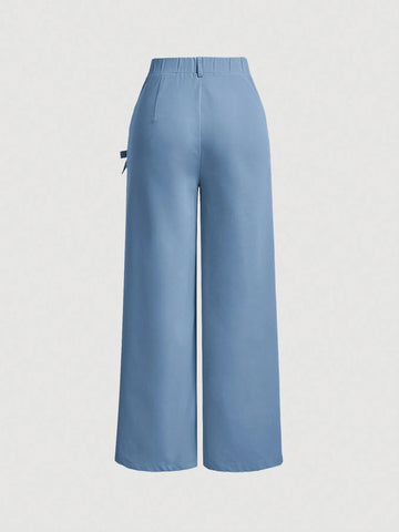 MOD Bow Front Wide Leg Pants shein