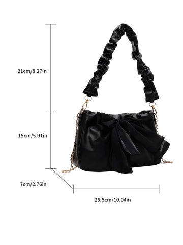 Bow & Ruched Decor Bag For Teen Girls shein